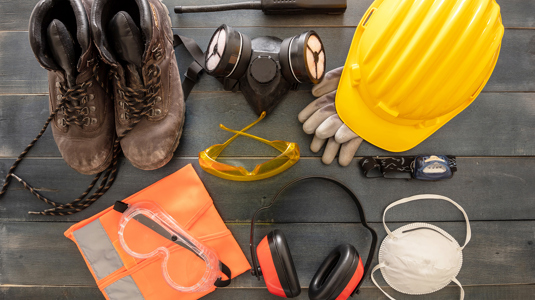 A collection of health and safety equipment.